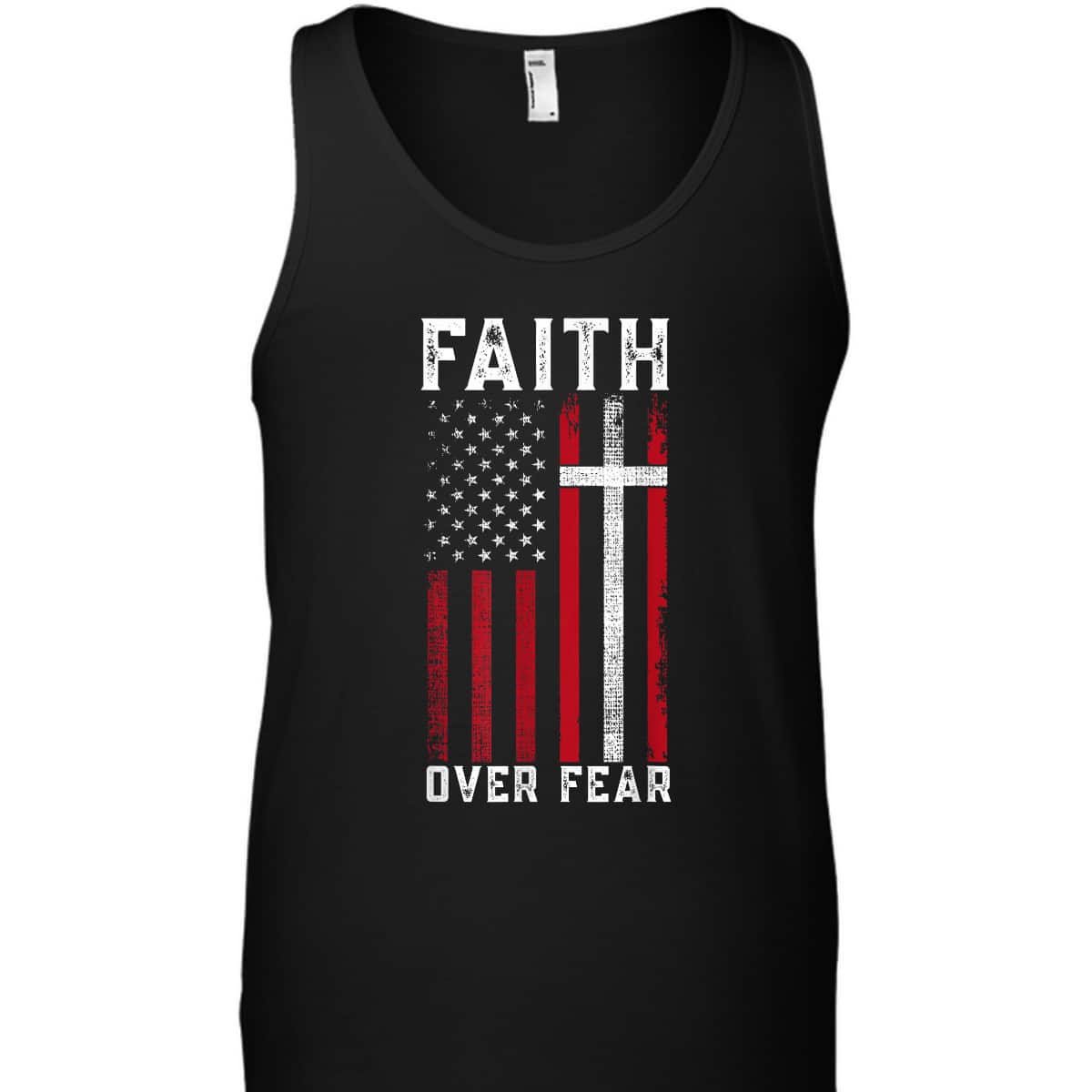 Inspirational Faith Over Fear USA Flag Christian Cross July Fourth T-Shirt Inspirational Faith Over Fear USA Flag Christian Cross July Fourth T-Shirt