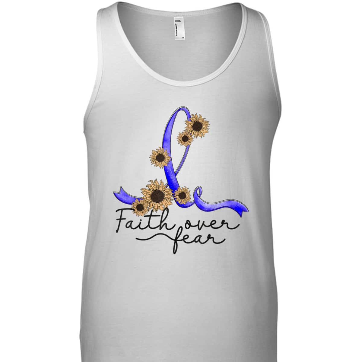 Ataxia Awareness Sunflower Faith Over Fear T-Shirt Ataxia Awareness Sunflower Faith Over Fear T-Shirt