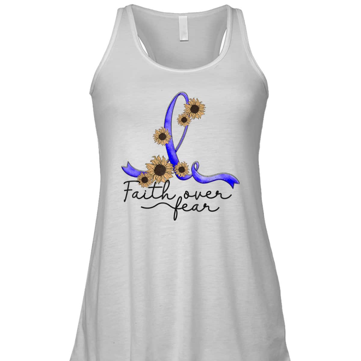 Ataxia Awareness Sunflower Faith Over Fear T-Shirt Ataxia Awareness Sunflower Faith Over Fear T-Shirt