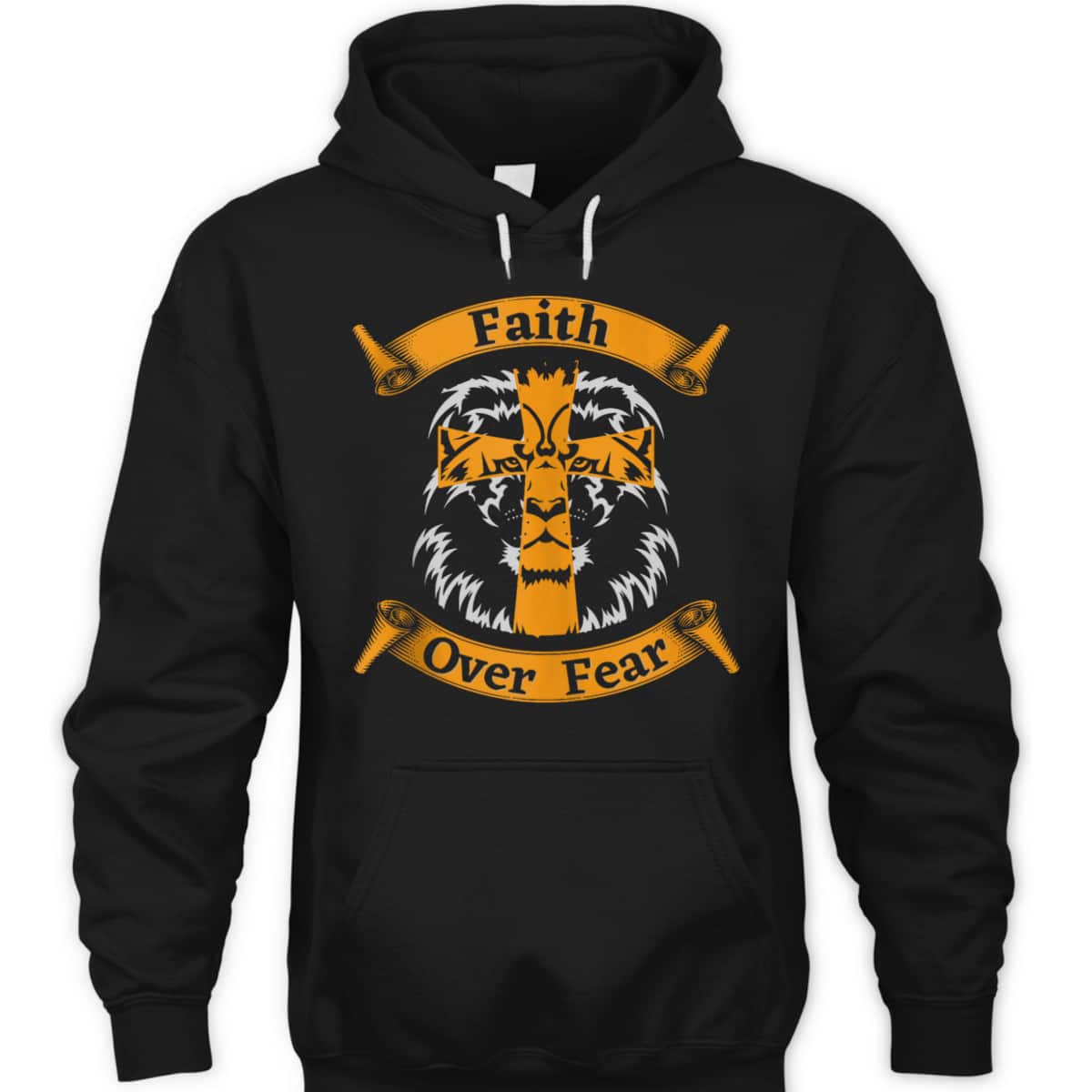 Faith Over Fear T-Shirt With Christian Cross And Lion Of Judah Faith Over Fear T-Shirt With Christian Cross And Lion Of Judah