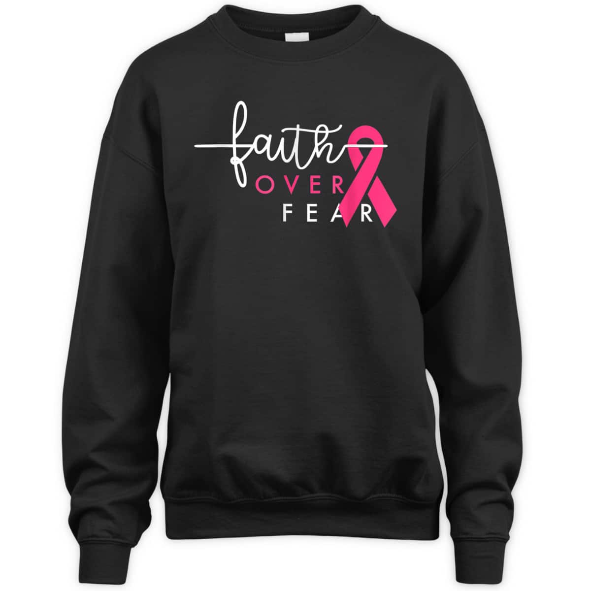 Christian Faith Over Fear Pink Ribbon Breast Cancer Warrior T-Shirt Christian Faith Over Fear Pink Ribbon Breast Cancer Warrior T-Shirt