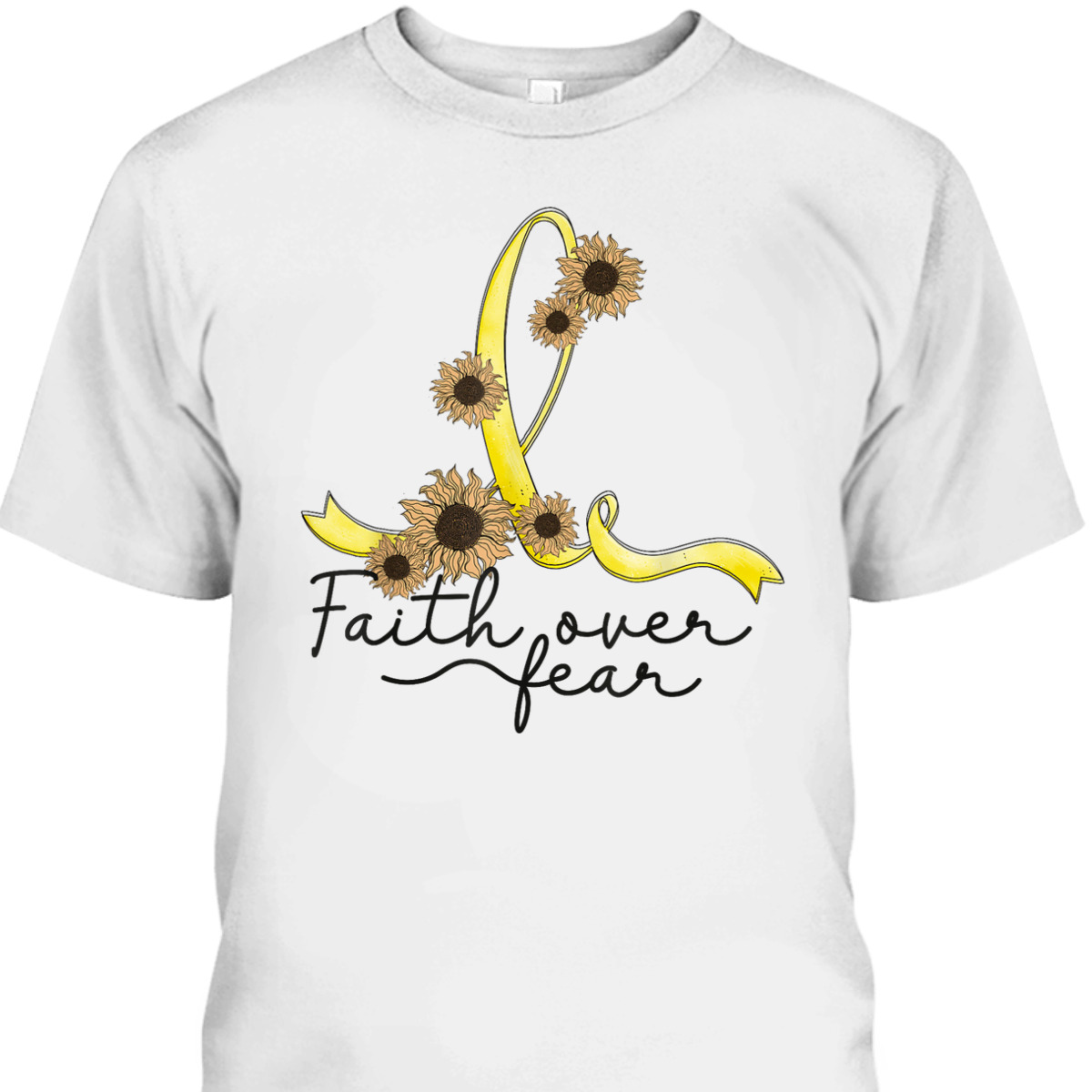 Bone Cancer Awareness Sunflower Faith Over Fear T-Shirt