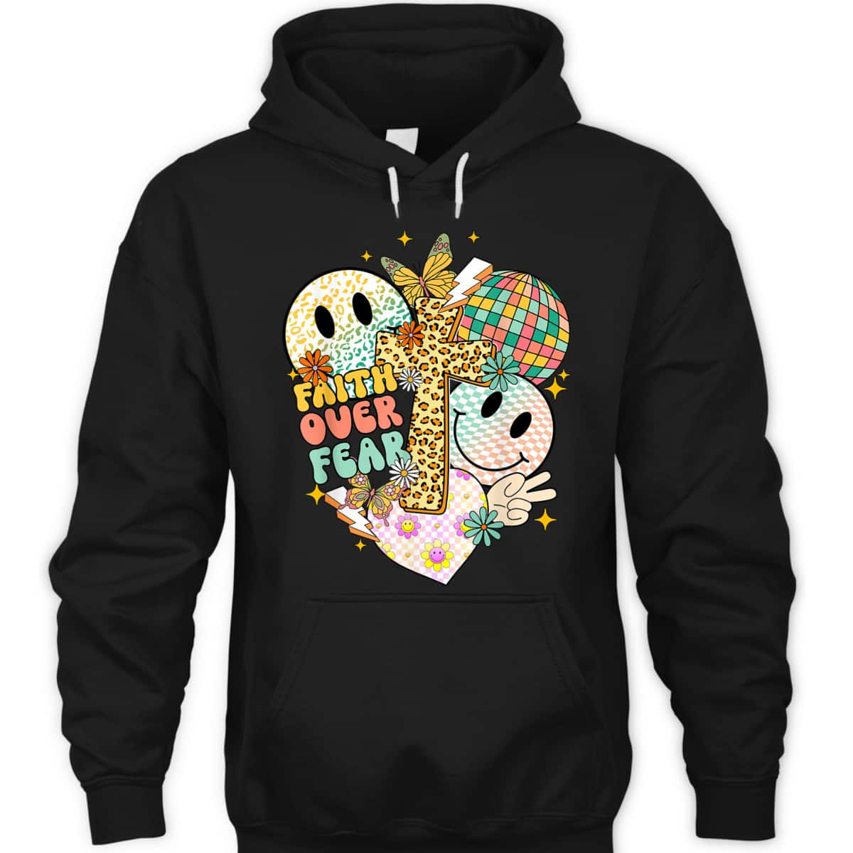 Faith Over Fear Cute Smiling Face Christian Faith T-Shirt Faith Over Fear Cute Smiling Face Christian Faith T-Shirt