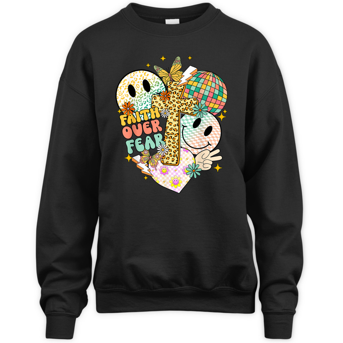 Faith Over Fear Cute Smiling Face Christian Faith T-Shirt Faith Over Fear Cute Smiling Face Christian Faith T-Shirt