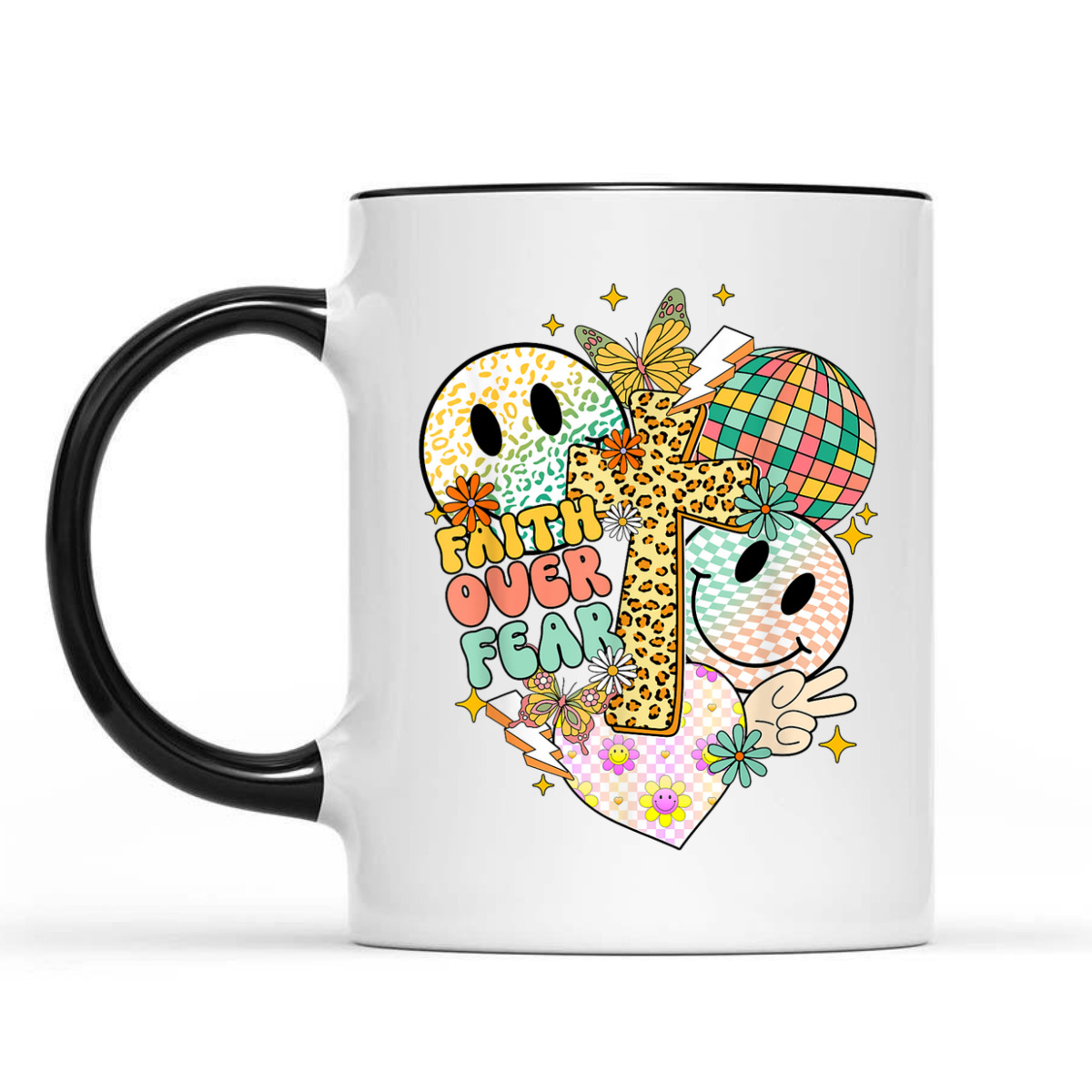 Faith Over Fear Cute Smiling Face Christian Faith T-Shirt Faith Over Fear Cute Smiling Face Christian Faith T-Shirt