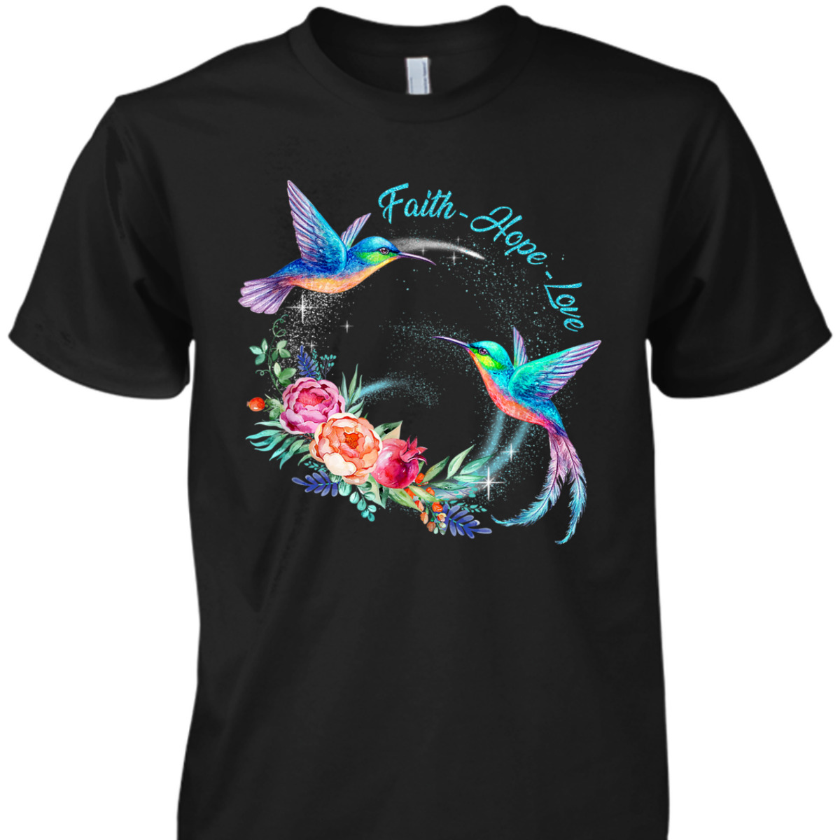 Vintage Hummingbirds Christian T-Shirt Faith Hope Love Vintage Hummingbirds Christian T-Shirt Faith Hope Love