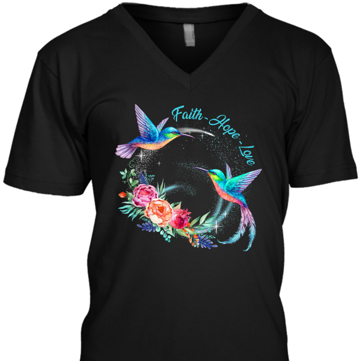Vintage Hummingbirds Christian T-Shirt Faith Hope Love Vintage Hummingbirds Christian T-Shirt Faith Hope Love