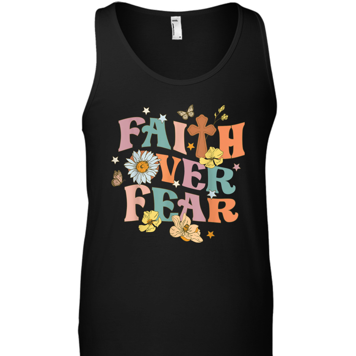 Faith Over Fear Christian Flowers Butterflies Religious T-Shirt Faith Over Fear Christian Flowers Butterflies Religious T-Shirt