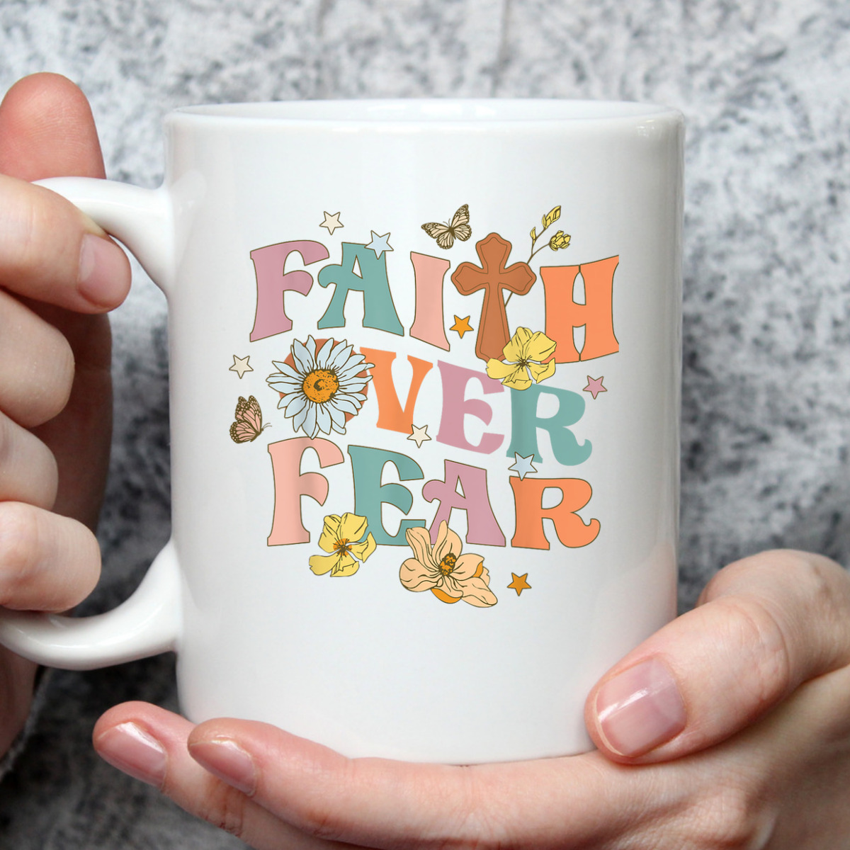 Faith Over Fear Christian Flowers Butterflies Religious T-Shirt Faith Over Fear Christian Flowers Butterflies Religious T-Shirt