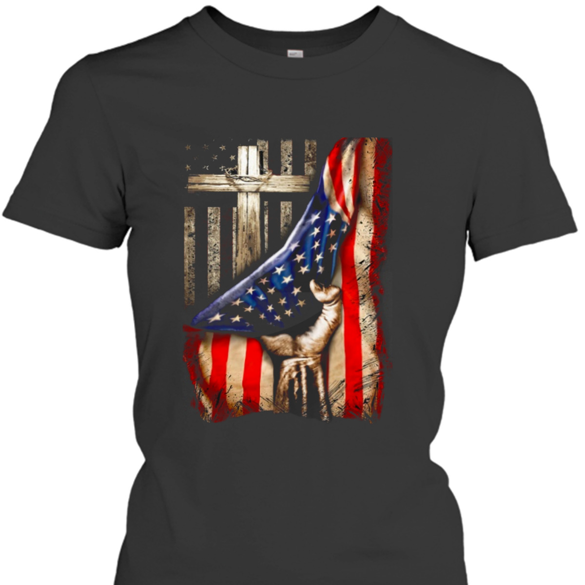 American Flag Cross Jesus Hand Pride Christian 4th Of July Independent Day T-Shirt American Flag Cross Jesus Hand Pride Christian 4th Of July Independent Day T-Shirt