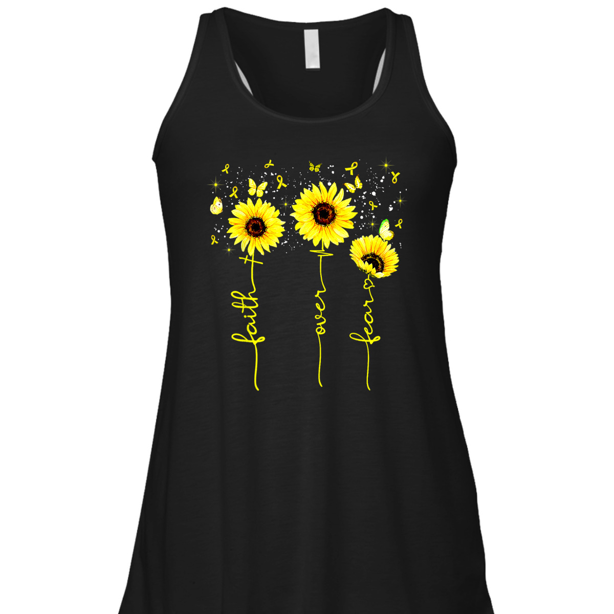 Faith Over Fear T-Shirt Childhood Cancer Awareness Sunflower Gift For Believers Faith Over Fear T-Shirt Childhood Cancer Awareness Sunflower Gift For Believers