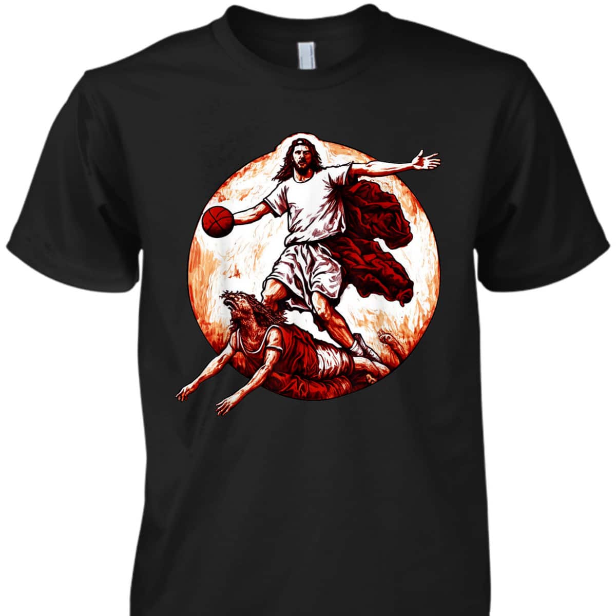 Funny Christian T-Shirt Jesus Crossing Up The Devil Christian Basketball Lover Funny Christian T-Shirt Jesus Crossing Up The Devil Christian Basketball Lover