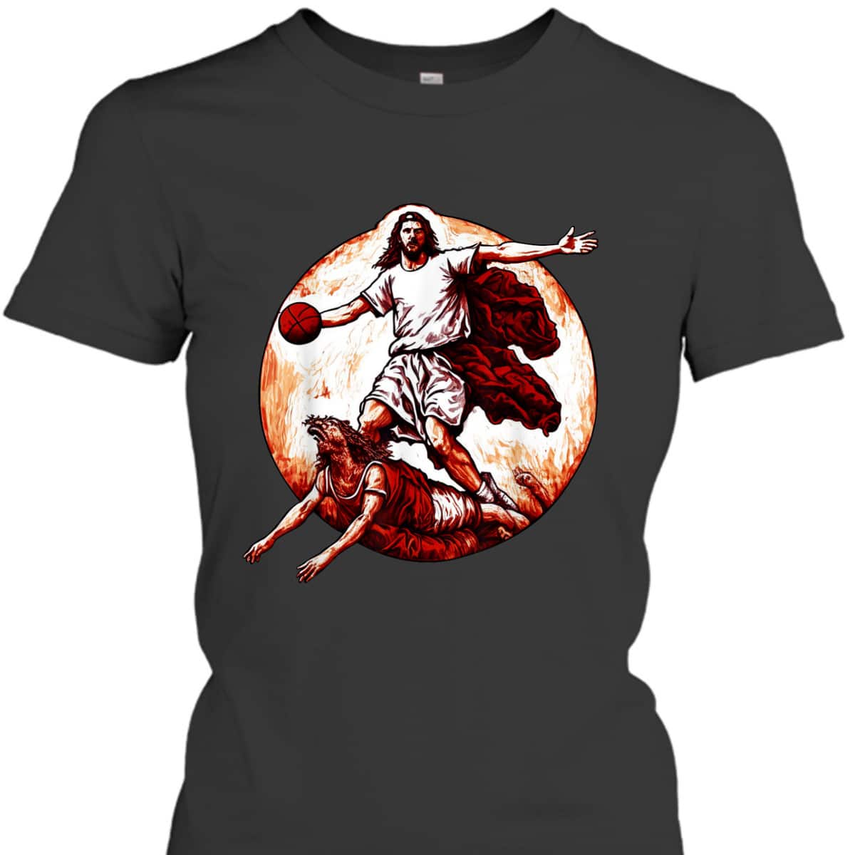 Funny Christian T-Shirt Jesus Crossing Up The Devil Christian Basketball Lover Funny Christian T-Shirt Jesus Crossing Up The Devil Christian Basketball Lover