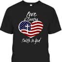 Patriotic Christian Faith In God Heart Cross American Flag July Fourth T-Shirt