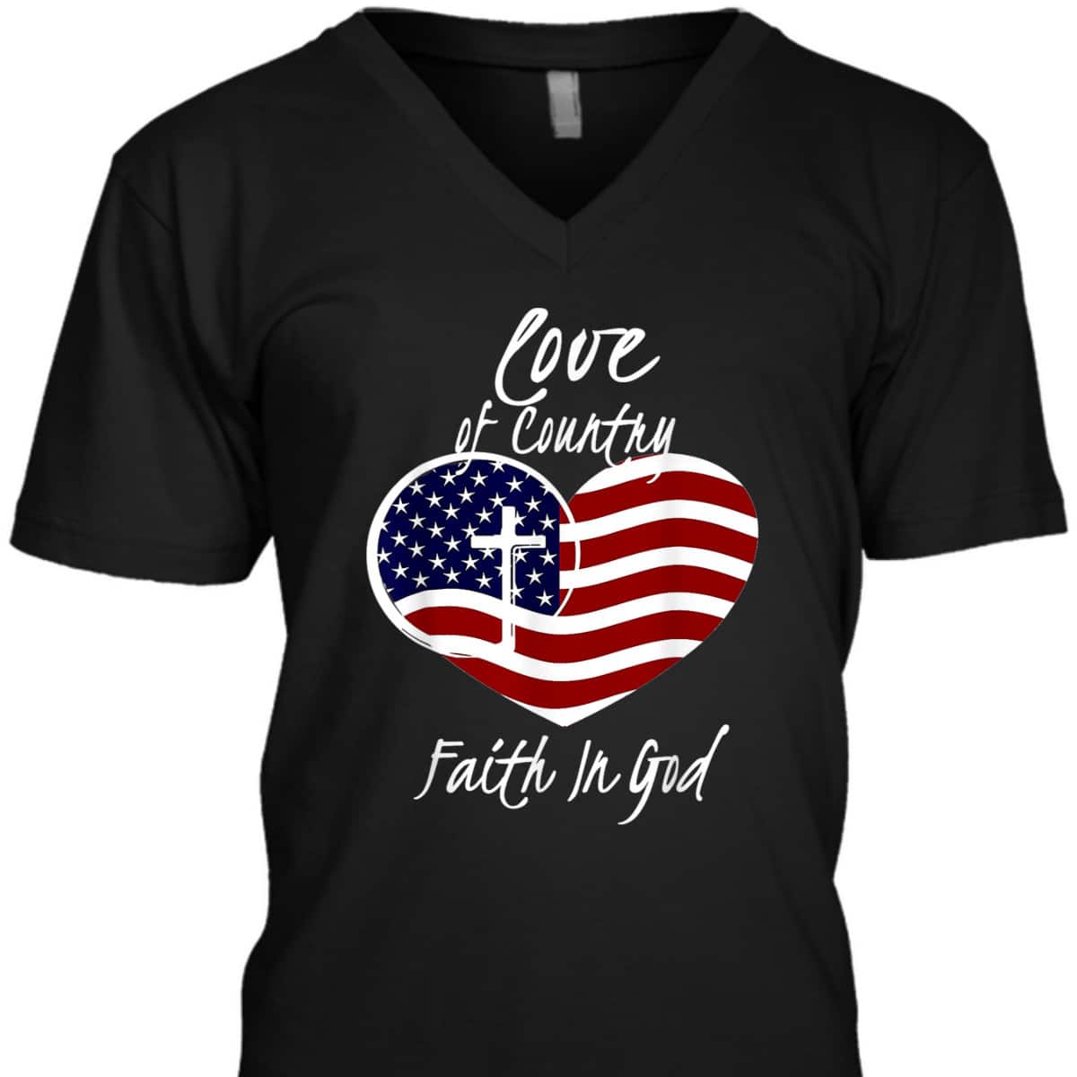 Patriotic Christian Faith In God Heart Cross American Flag July Fourth T-Shirt Patriotic Christian Faith In God Heart Cross American Flag July Fourth T-Shirt