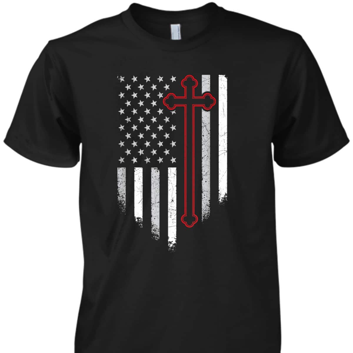 Christian Cross American Flag 4th July Patriotic Christian T-Shirt Christian Cross American Flag 4th July Patriotic Christian T-Shirt