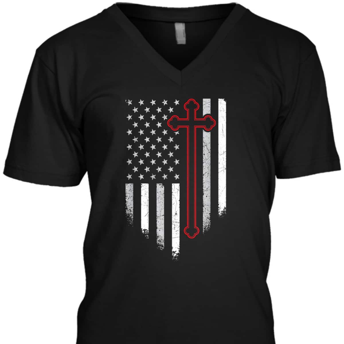 Christian Cross American Flag 4th July Patriotic Christian T-Shirt Christian Cross American Flag 4th July Patriotic Christian T-Shirt