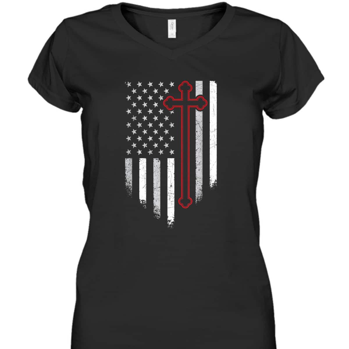 Christian Cross American Flag 4th July Patriotic Christian T-Shirt Christian Cross American Flag 4th July Patriotic Christian T-Shirt