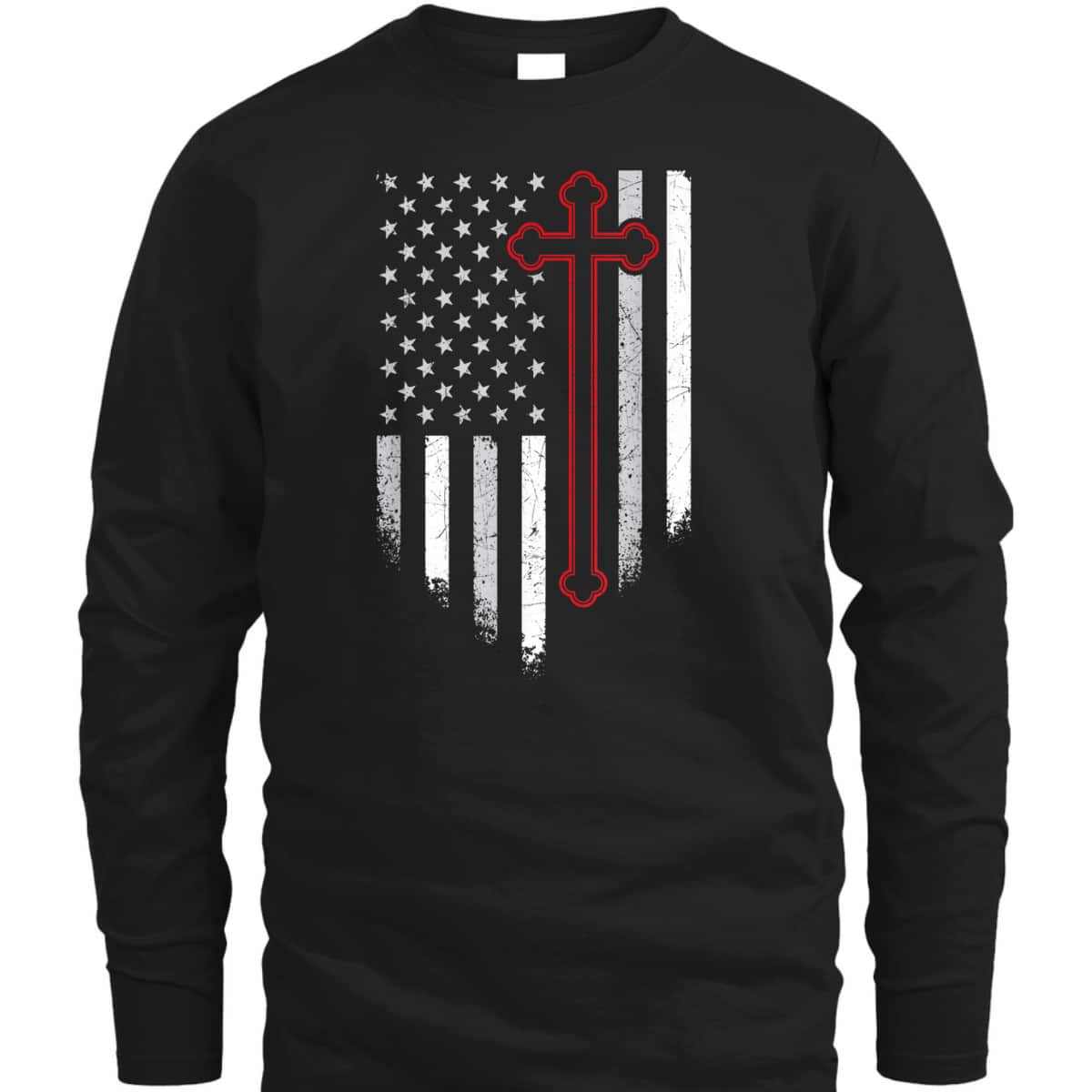 Christian Cross American Flag 4th July Patriotic Christian T-Shirt Christian Cross American Flag 4th July Patriotic Christian T-Shirt