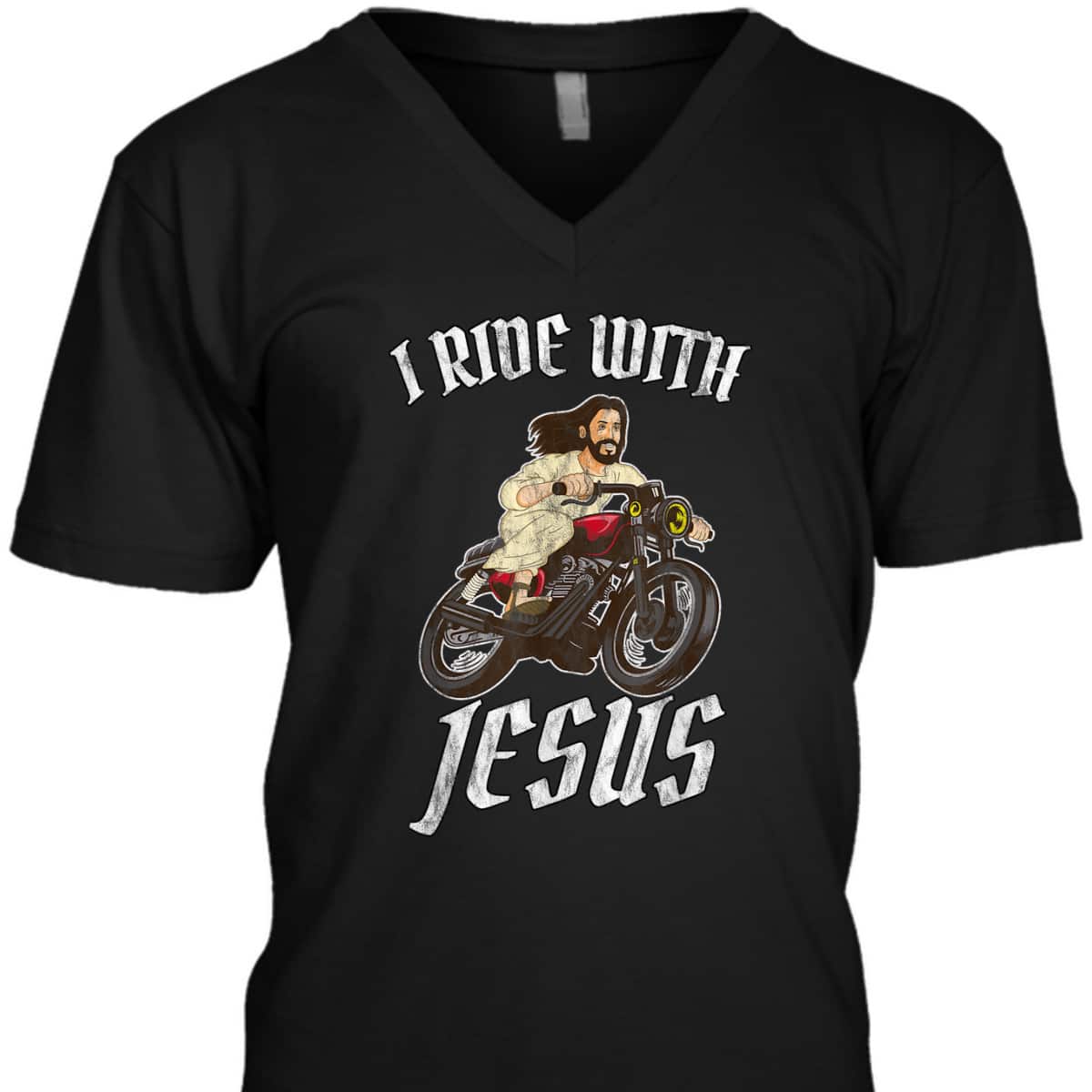 I Ride With Jesus God For Christian Motorcyclists Funny Christian T-Shirt I Ride With Jesus God For Christian Motorcyclists Funny Christian T-Shirt
