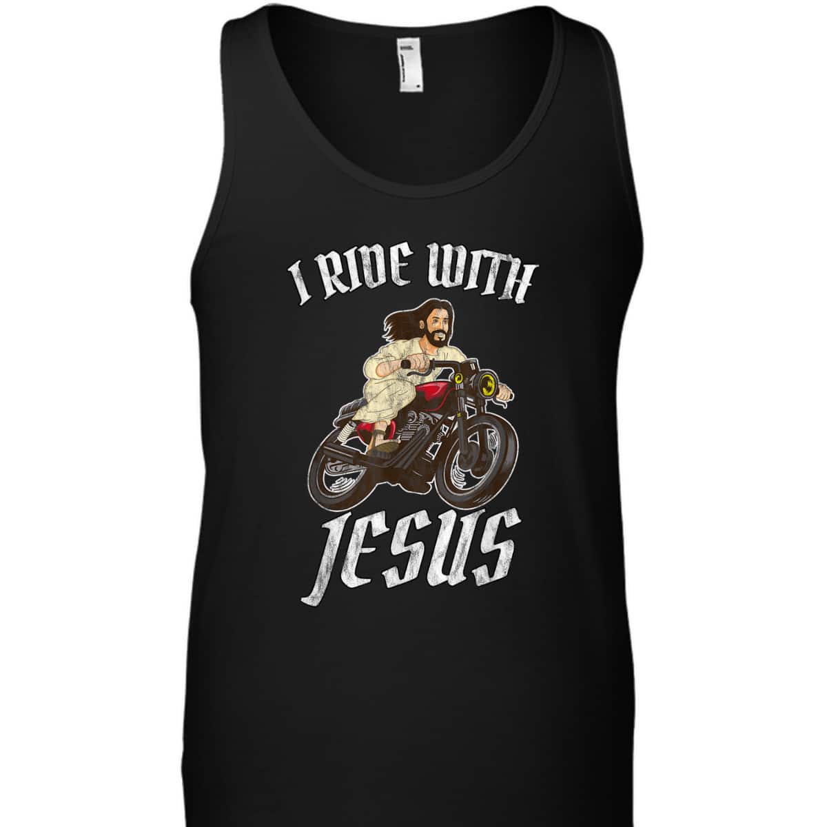 I Ride With Jesus God For Christian Motorcyclists Funny Christian T-Shirt I Ride With Jesus God For Christian Motorcyclists Funny Christian T-Shirt