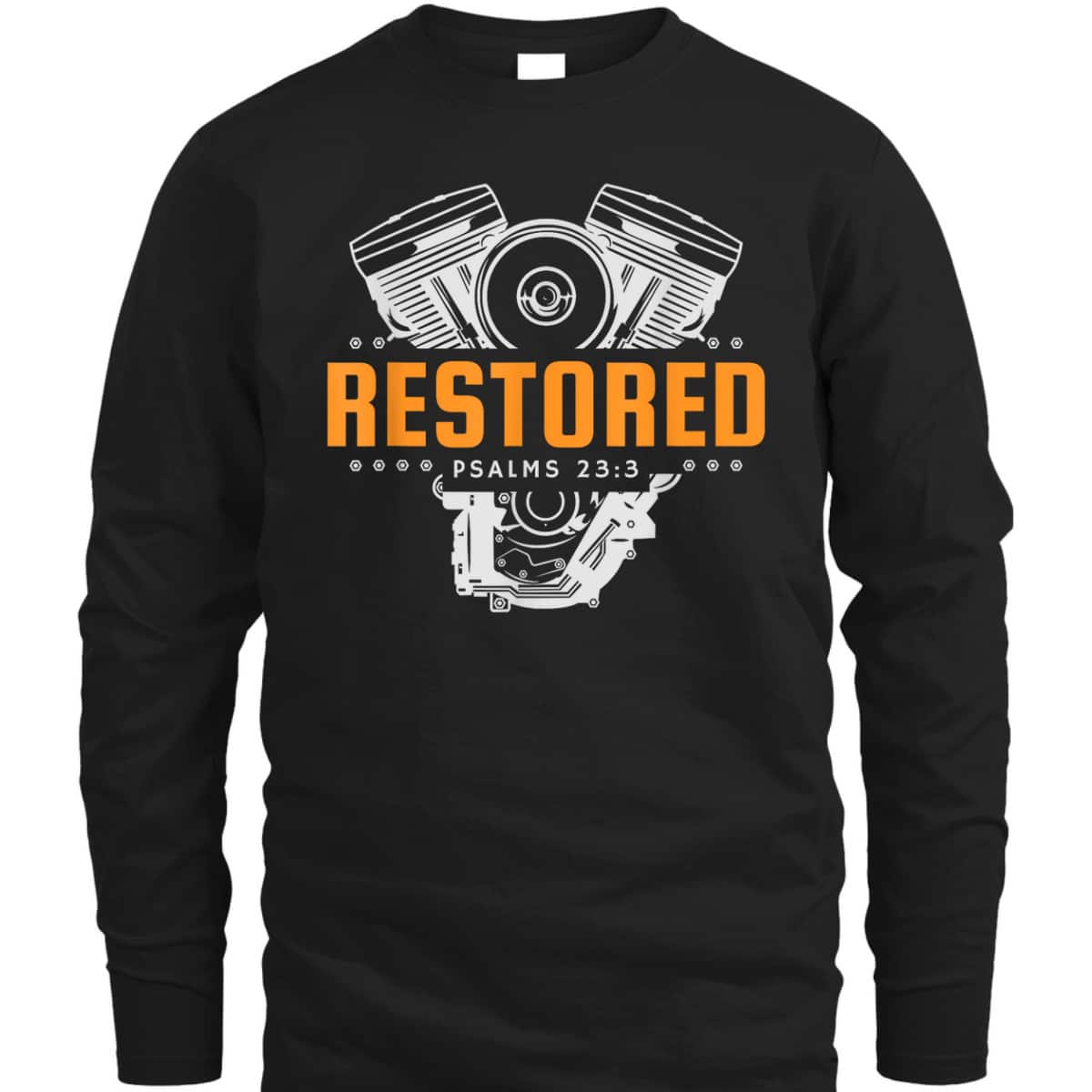 Christian Mechanic Restored Cars Automobile Psalms 23:3 Bible Verse T-Shirt