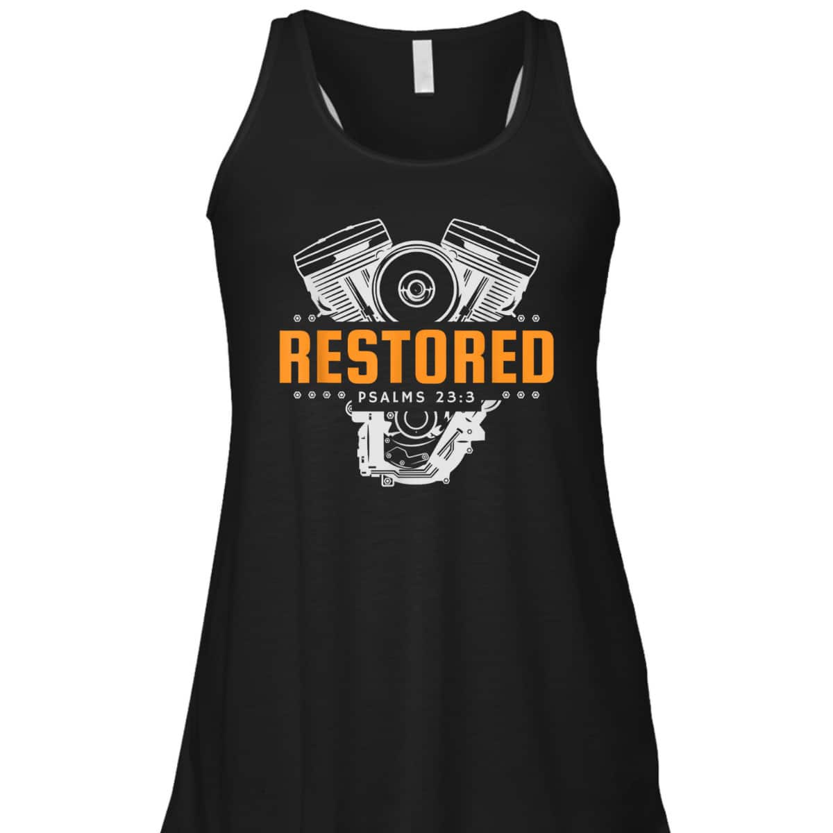 Christian Mechanic Restored Cars Automobile Psalms 23:3 Bible Verse T-Shirt