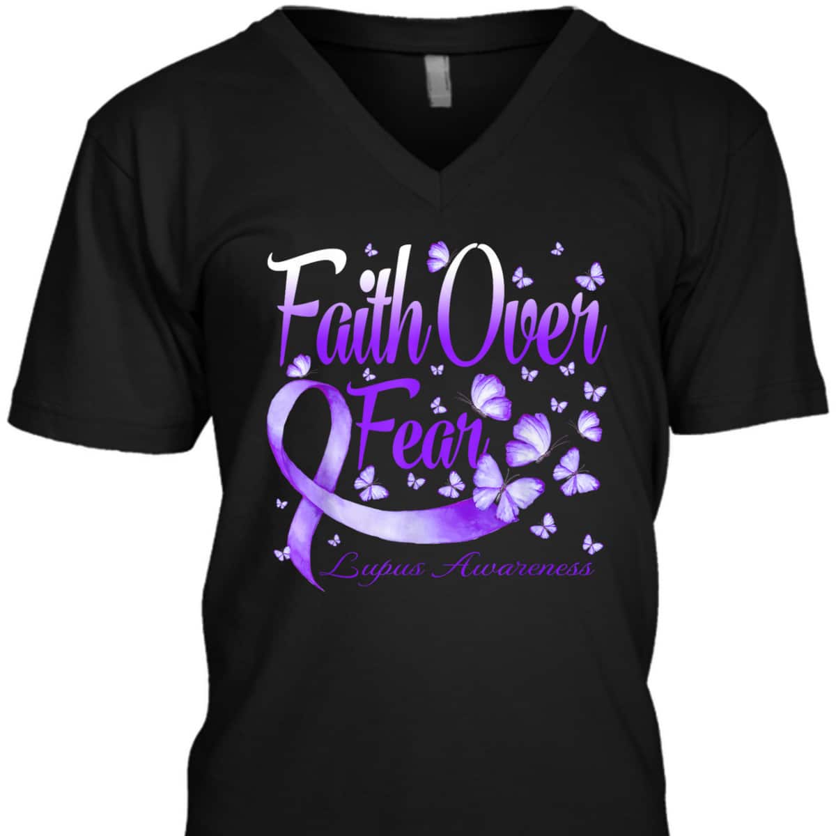 Christian Faith Over Fear Lupus Awareness Butterfly T-Shirt Christian Faith Over Fear Lupus Awareness Butterfly T-Shirt