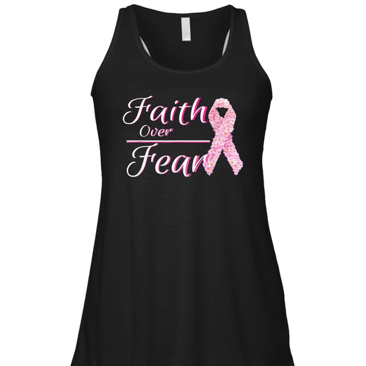 Breast Cancer Awareness Christian Faith Over Fear For Warriors T-Shirt Breast Cancer Awareness Christian Faith Over Fear For Warriors T-Shirt