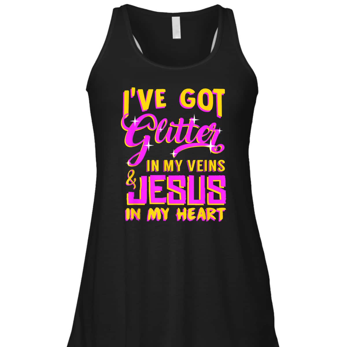 Funny Christian T-Shirt I've Got Glitter In My Veins Jesus In My Heart Funny Christian T-Shirt I've Got Glitter In My Veins Jesus In My Heart