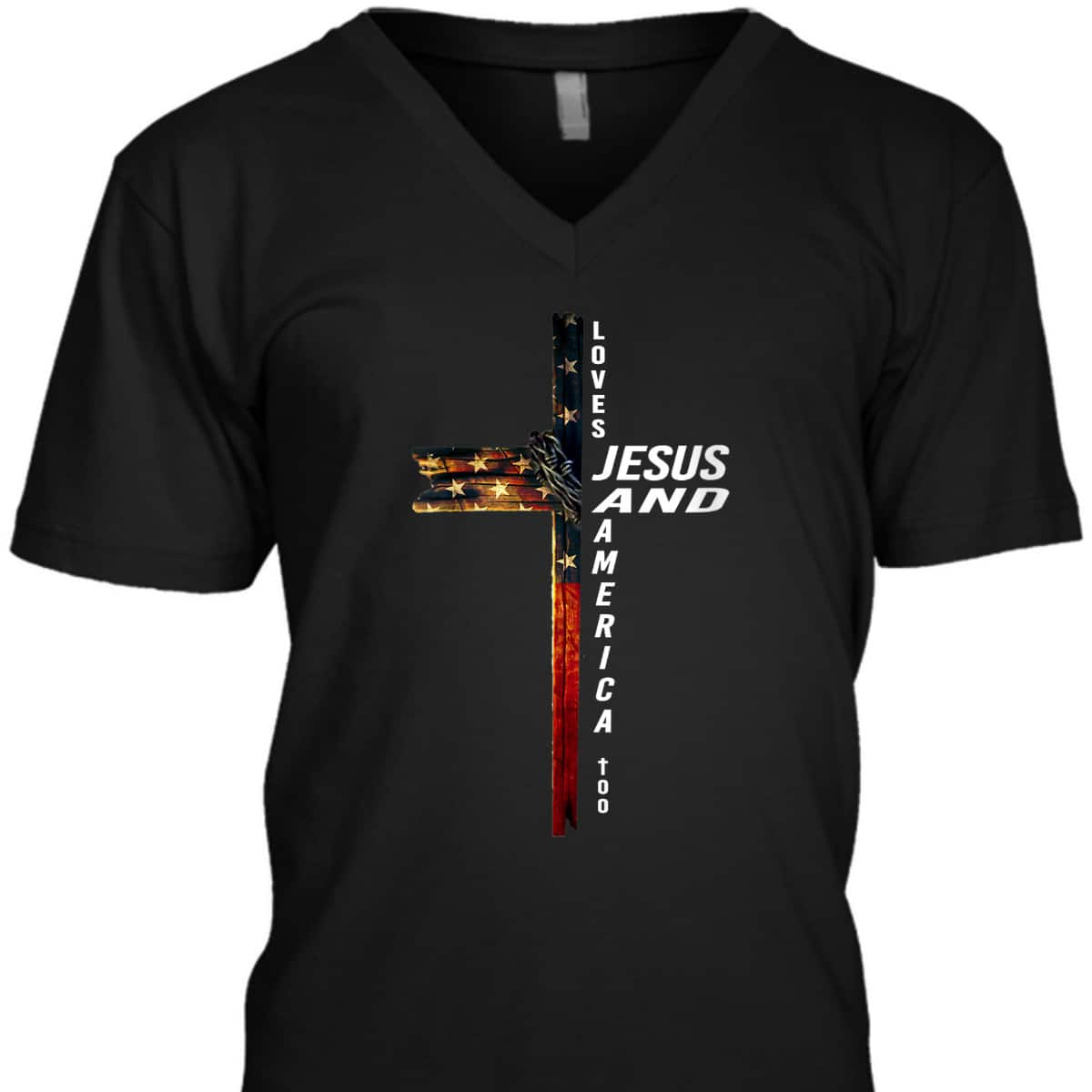 Christian Cross With Flag USA Loves Jesus And America Too July Fourth T-Shirt Christian Cross With Flag USA Loves Jesus And America Too July Fourth T-Shirt