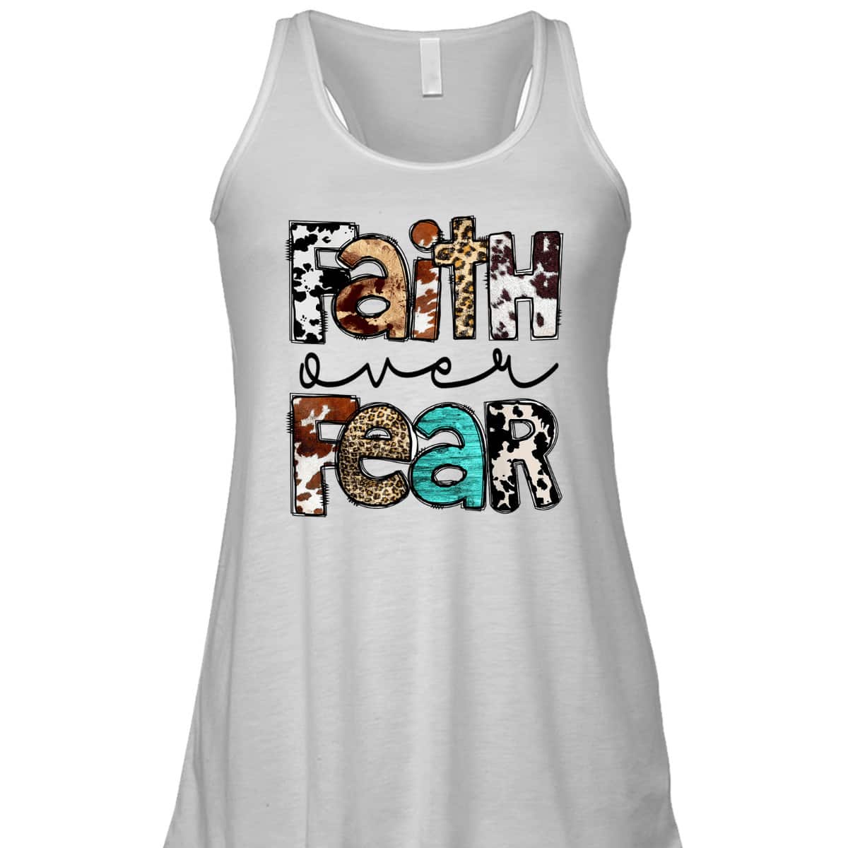 Western Cowhide Leopard Jesus Christian Faith Over Fear T-Shirt Western Cowhide Leopard Jesus Christian Faith Over Fear T-Shirt