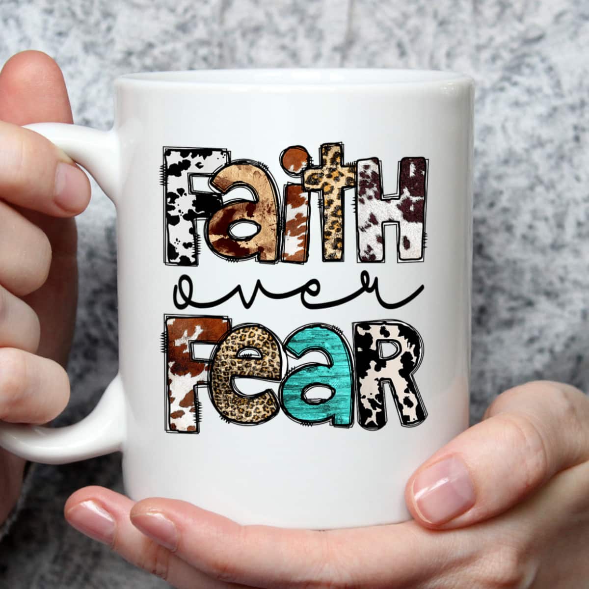 Western Cowhide Leopard Jesus Christian Faith Over Fear T-Shirt Western Cowhide Leopard Jesus Christian Faith Over Fear T-Shirt