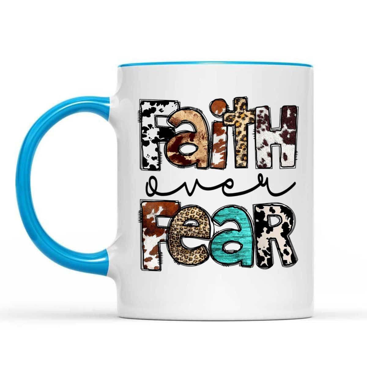 Western Cowhide Leopard Jesus Christian Faith Over Fear T-Shirt Western Cowhide Leopard Jesus Christian Faith Over Fear T-Shirt