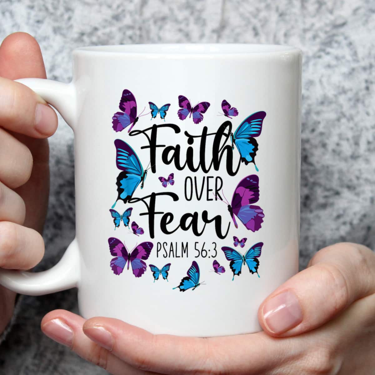 Christian Bible Verse Faith Over Fear T-Shirt Butterfly Psalm 56:3 Christian Bible Verse Faith Over Fear T-Shirt Butterfly Psalm 56:3