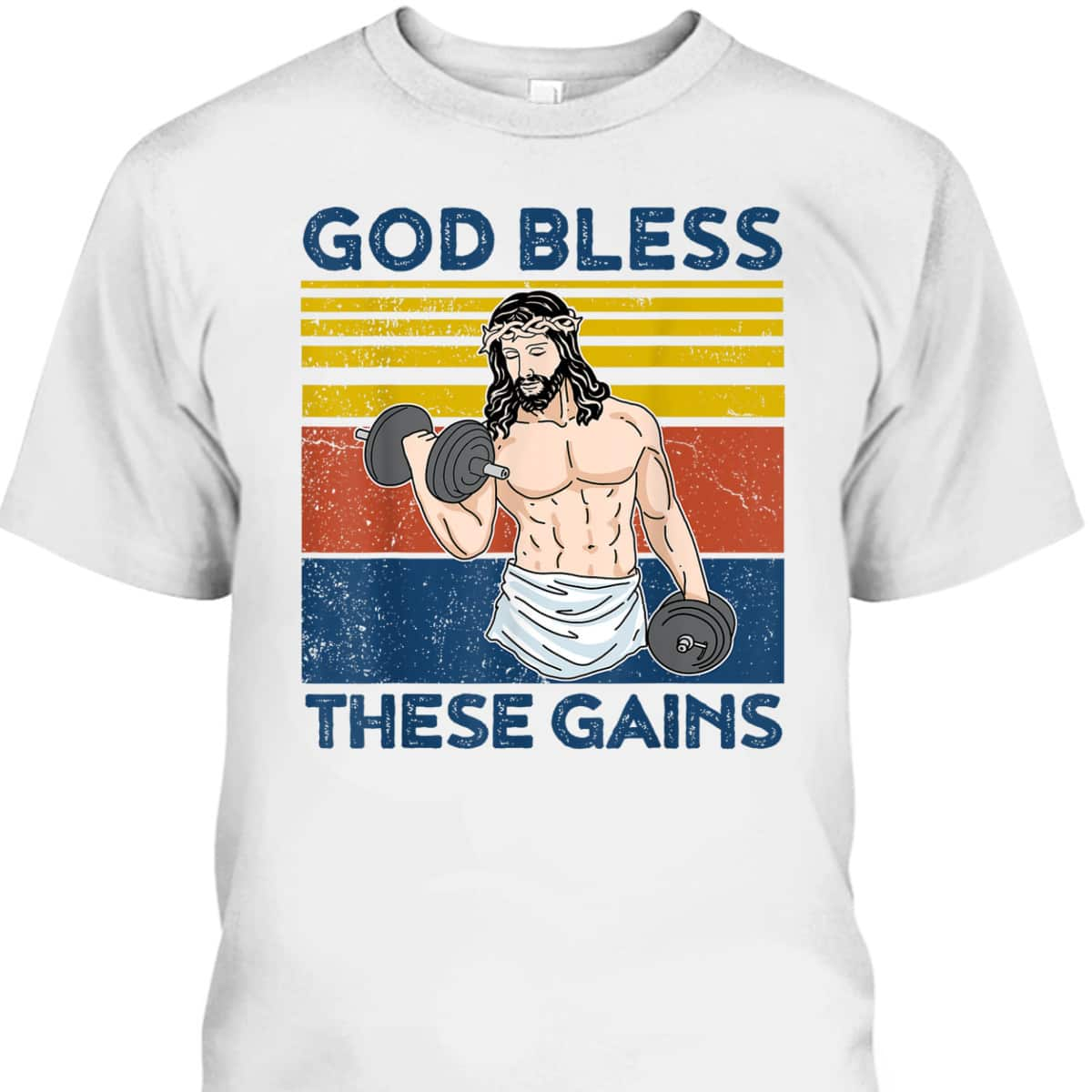 Christian Athlete Gym God Bless These Gains Jesus Christian Funny T-Shirt