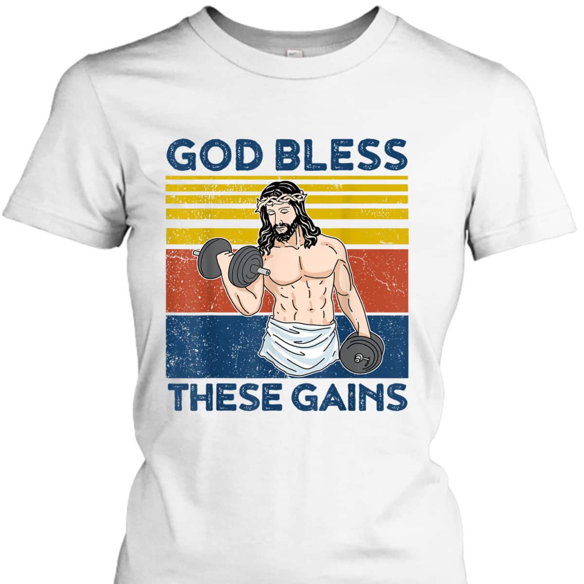 Christian Athlete Gym God Bless These Gains Jesus Christian Funny T-Shirt Christian Athlete Gym God Bless These Gains Jesus Christian Funny T-Shirt