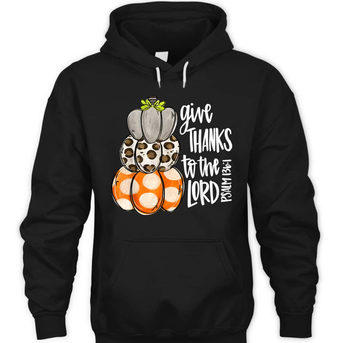 Give Thanks To The Lord Pumpkins Leopard Bible Verse T-Shirt Psalm 136:1