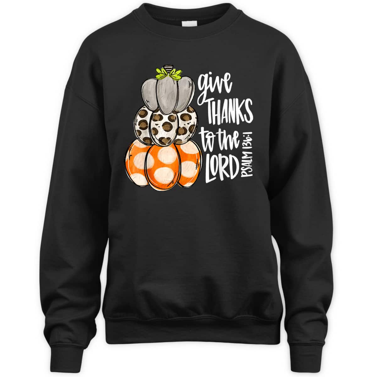 Give Thanks To The Lord Pumpkins Leopard Bible Verse T-Shirt Psalm 136:1
