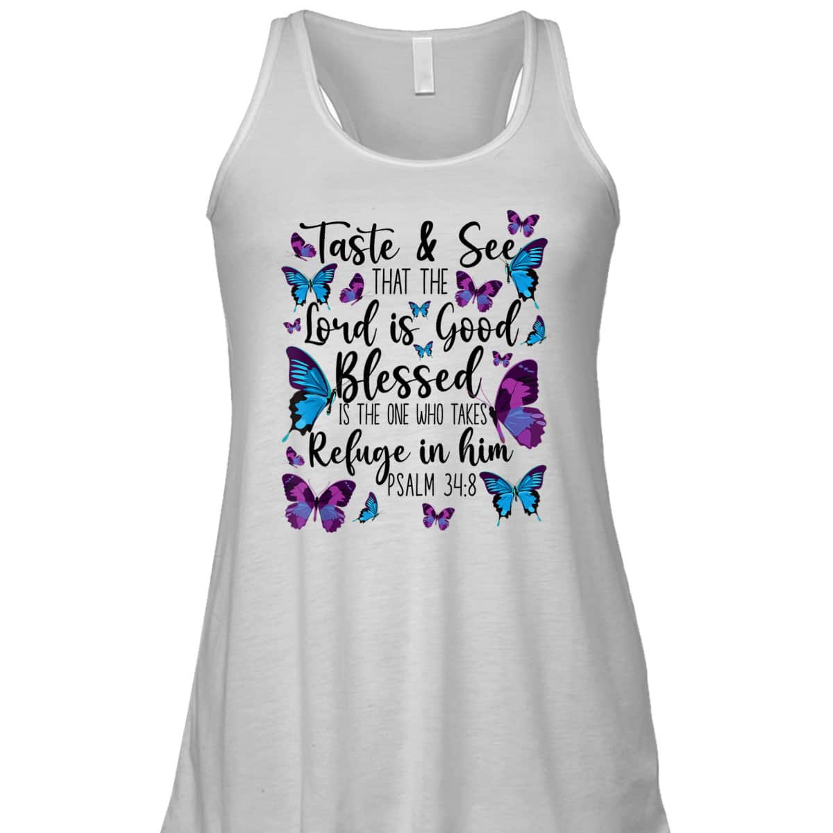 Christian Bible Verse T-Shirt Butterfly Psalm 34:8 The Lord Is Good