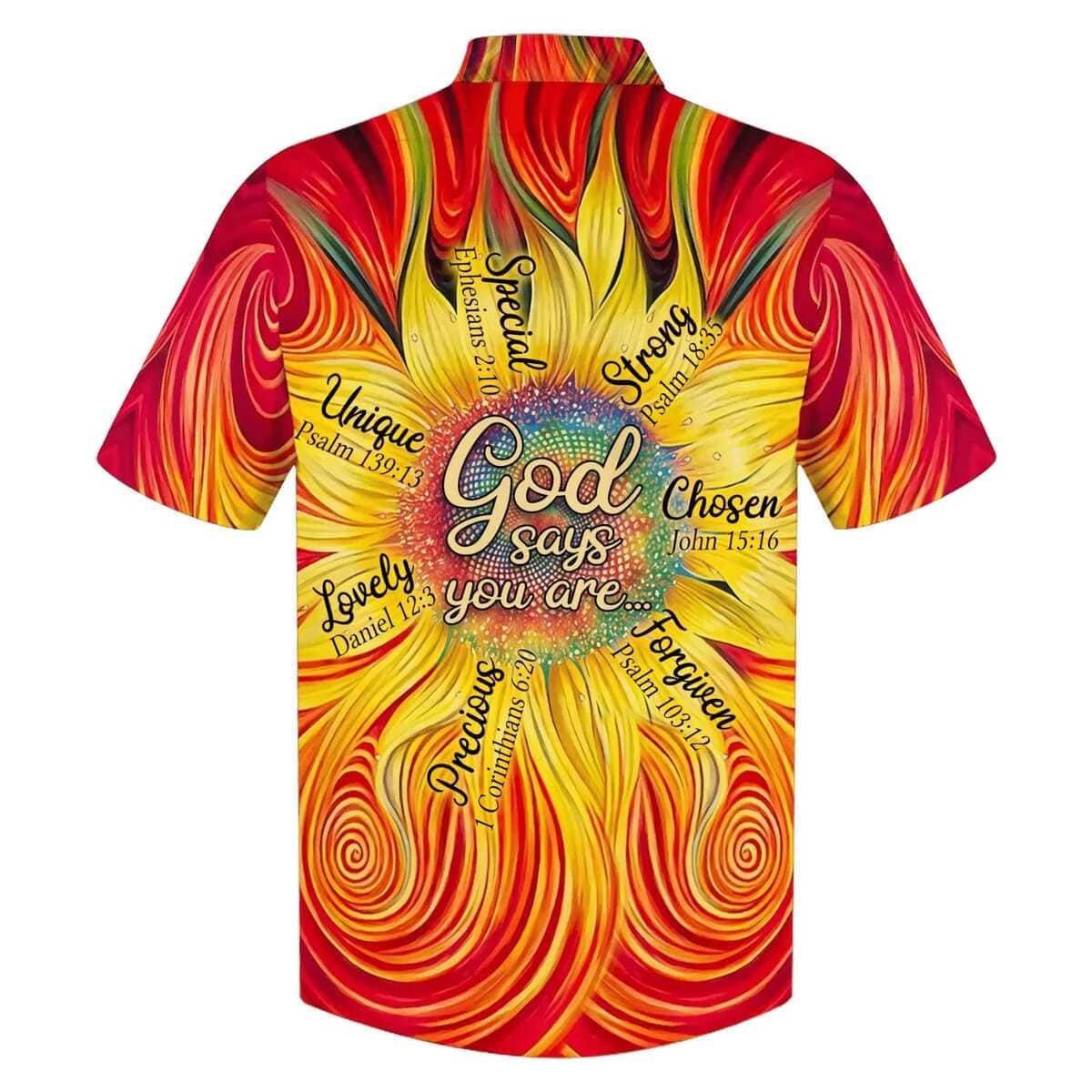 Bible Verse Christian Hawaiian Shirt Sunflower God Say You Are Bible Verse Christian Hawaiian Shirt Sunflower God Say You Are