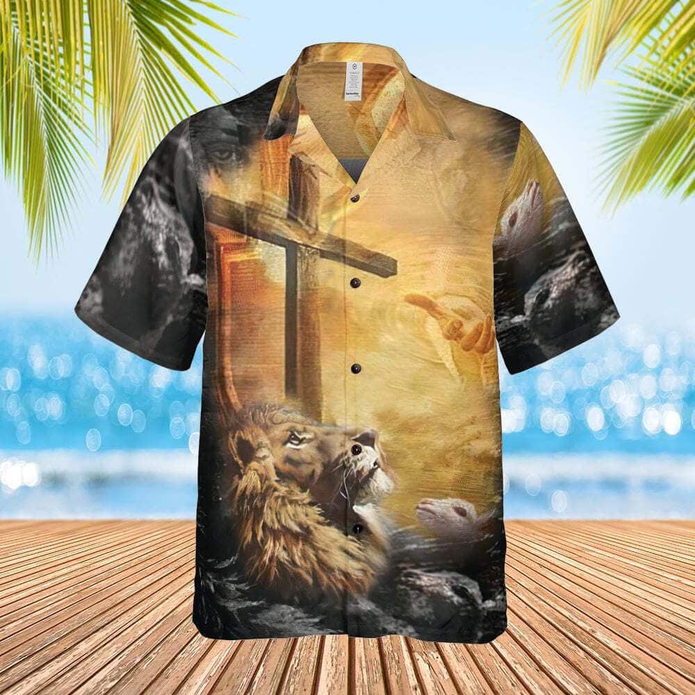 Christian Religious Hawaiian Shirt Lion Jesus Cross Sunrise Christianity Christian Religious Hawaiian Shirt Lion Jesus Cross Sunrise Christianity