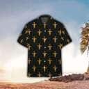 The Jesus Cross Pattern On Black Theme Christian Hawaiian Shirt The Jesus Cross Pattern On Black Theme Christian Hawaiian Shirt