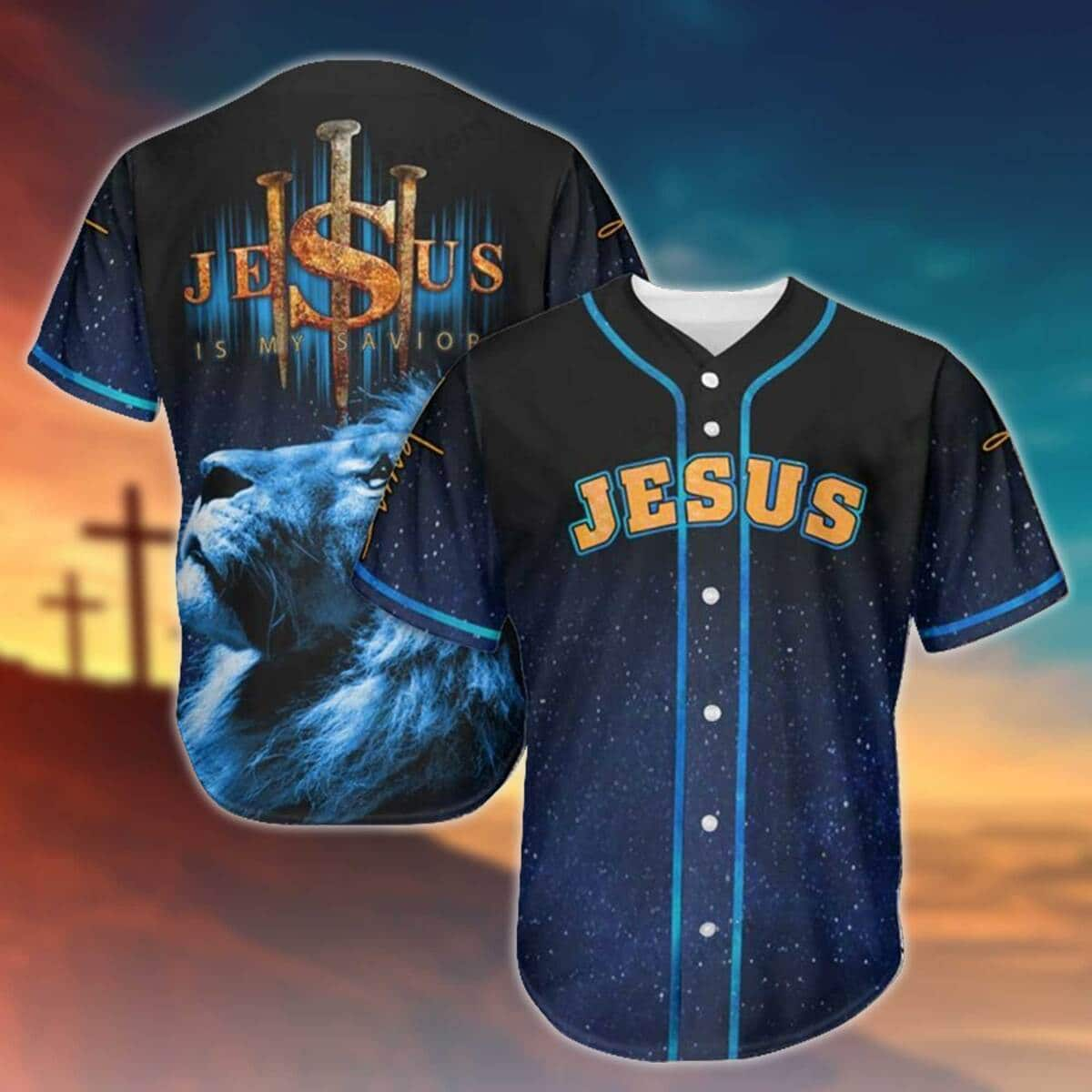 Lion And Jesus Baseball Jersey Jesus My Savior Best Christian Faith Gift For Friend