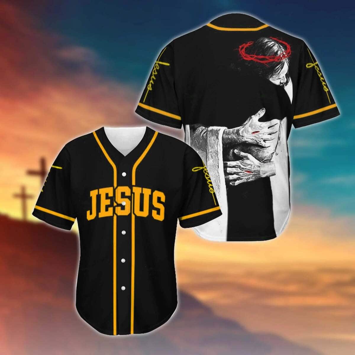 Jesus God's Hug Baseball Jersey Religious Gift For Christian Friends