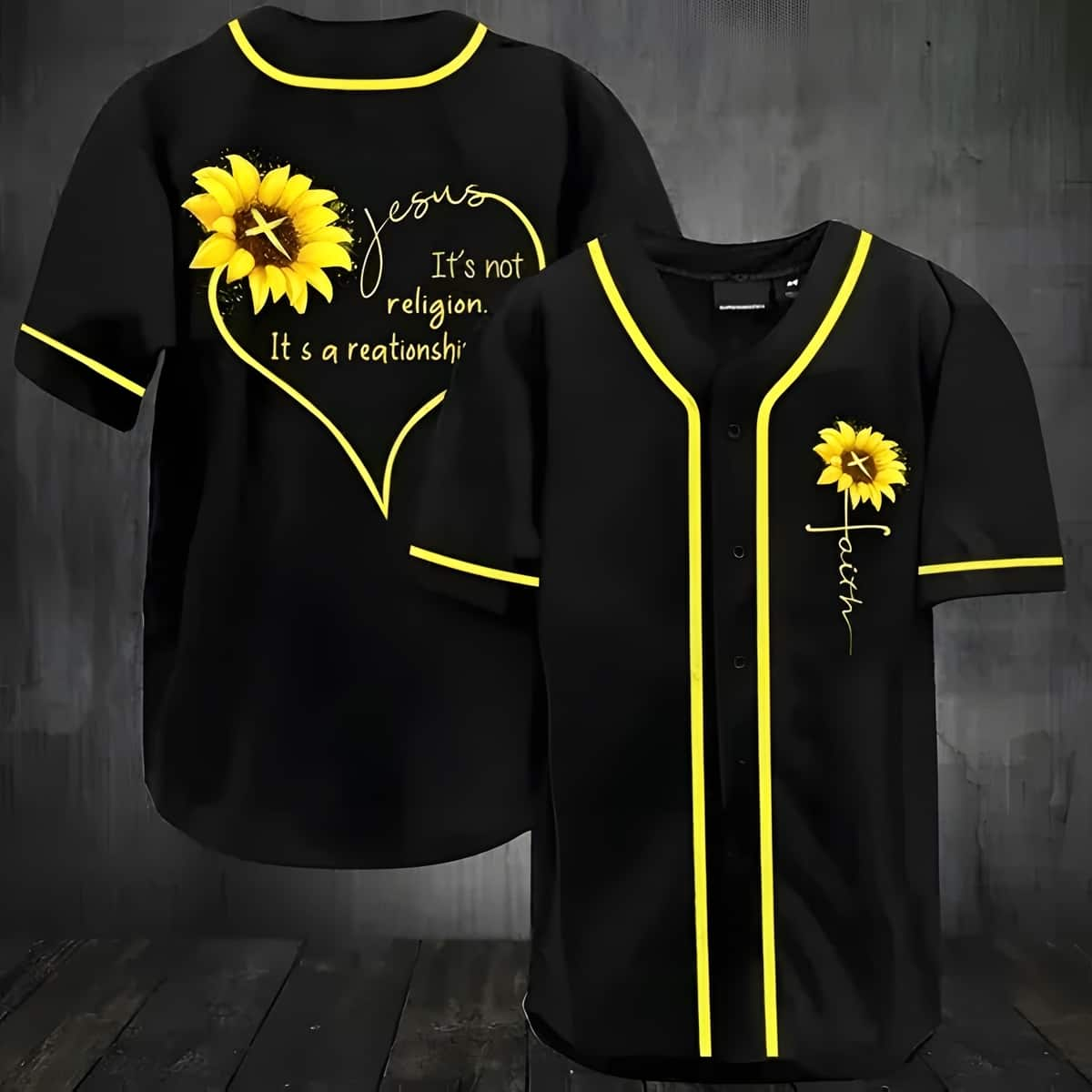 Christian Baseball Jersey Sunflower It’s Not A Religion It’s A Relationship