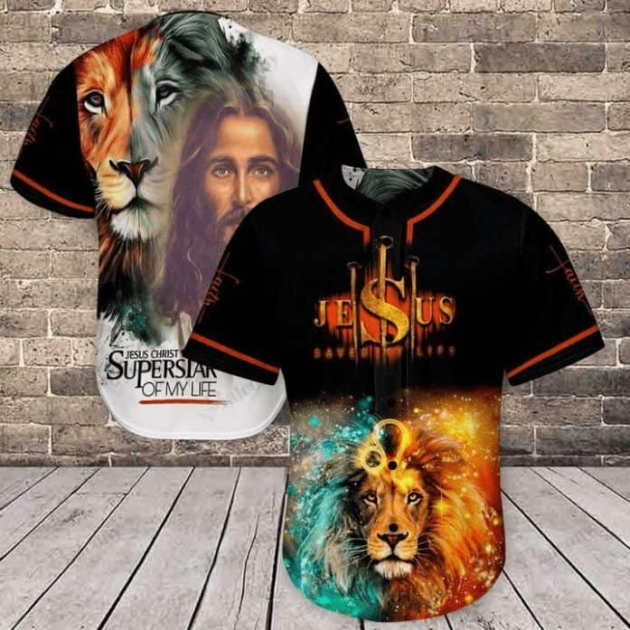 Jesus Saves My Life Baseball Jersey Christian Jesus Christ Superstar Of My Life Lion And Jesus 