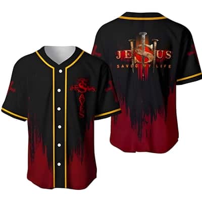 Jesus Saved My Life Multicolor Baseball Jersey Religious Gift For Christian Friend