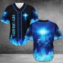 Christian Baseball Jersey Faith Over Fear Lion Blue Light Christian Gift For Believers