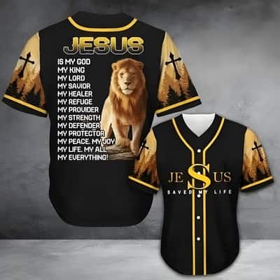 Lion Christian Baseball Jersey Is My God My King My Lord My Savior...My Everything